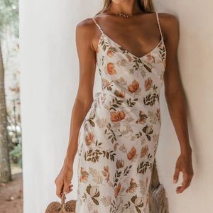 White floral midi dress